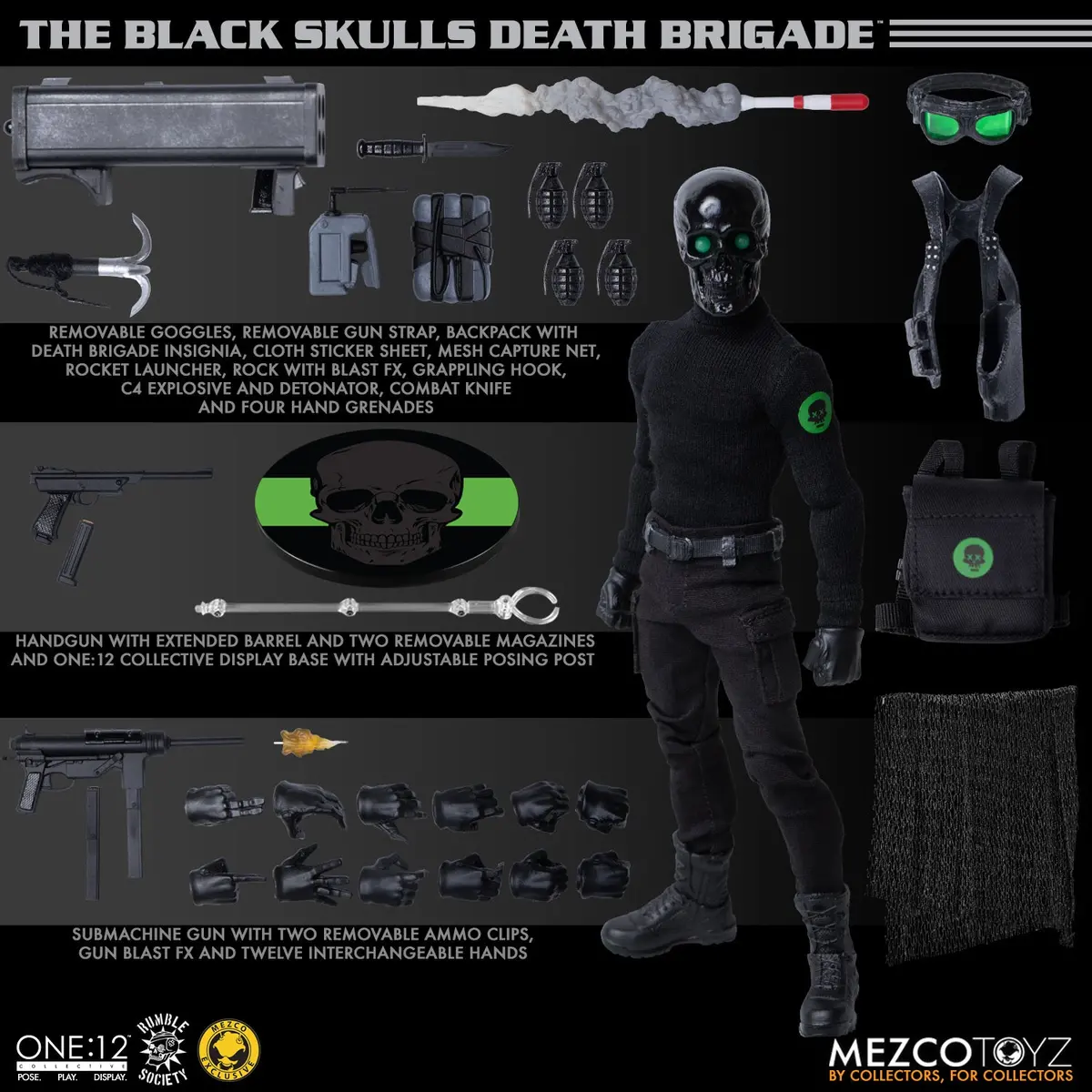 Mezco One12 Black Skulls Death Brigade Figure 1