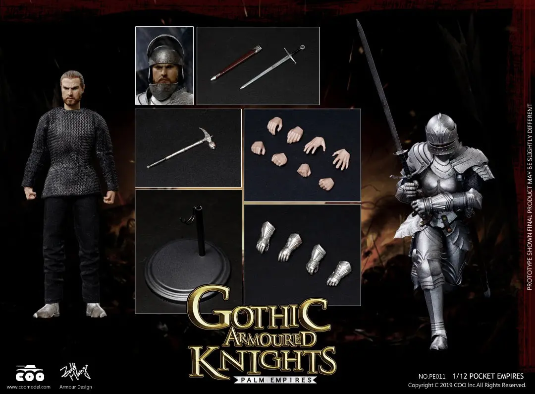 In Stock 11/5 - Palm Empires Gothic Armored Knight 1/12 Scale Figure 2