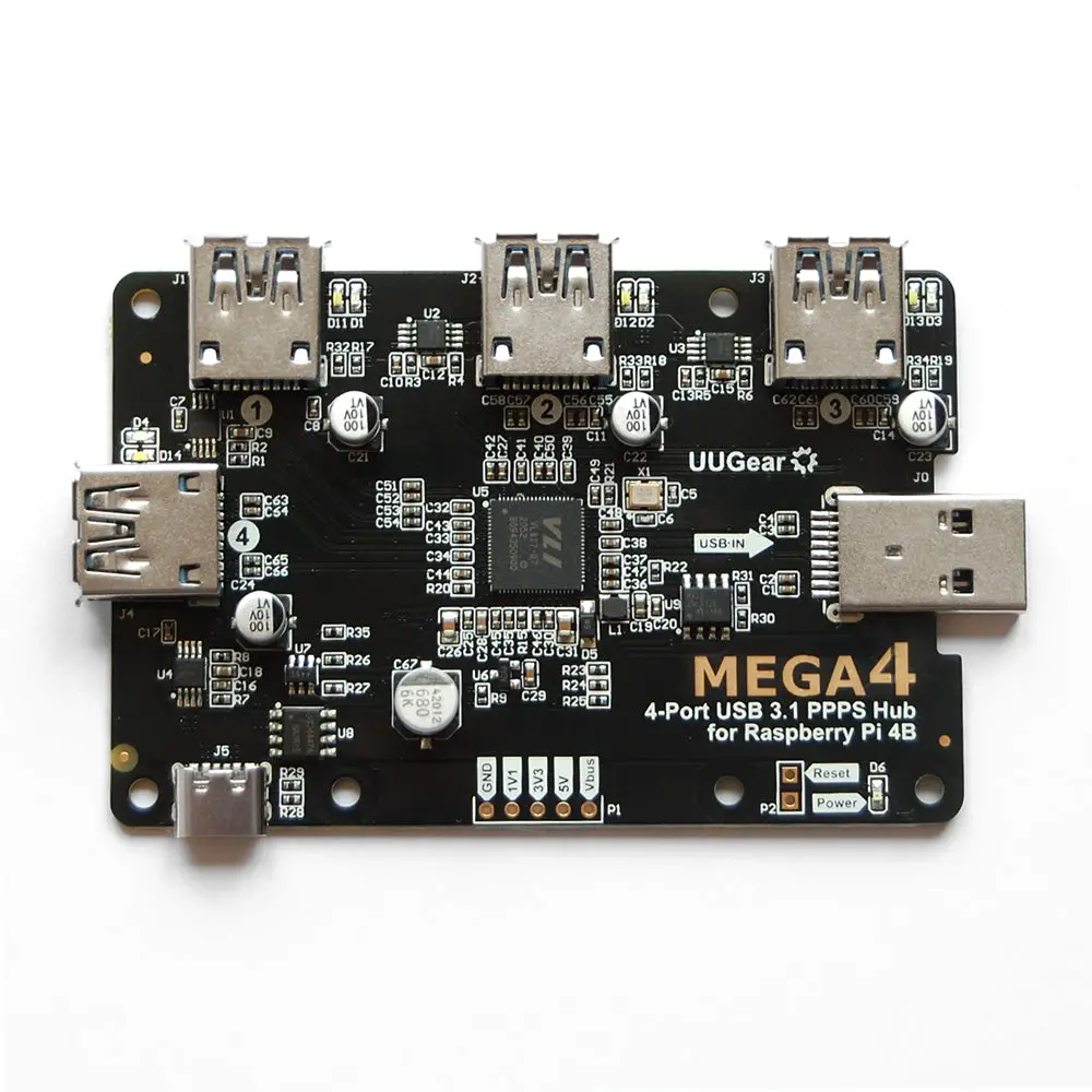 Mega4: 4-Port Usb 3.1 Ppps Hub For Raspberry Pi 4B 1