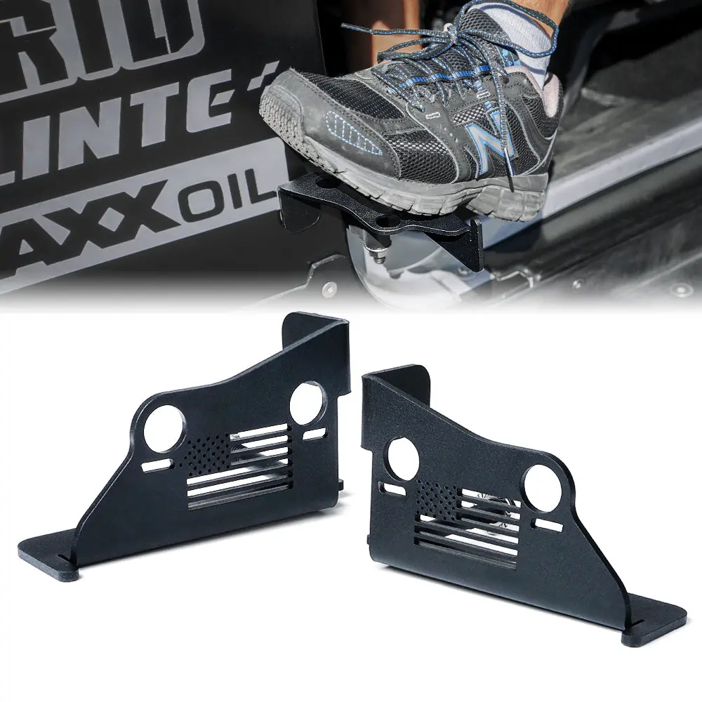Front Foot Pegs With Jeep Flag Grille For 2007-2018 Jeep Wrangler Jk 1