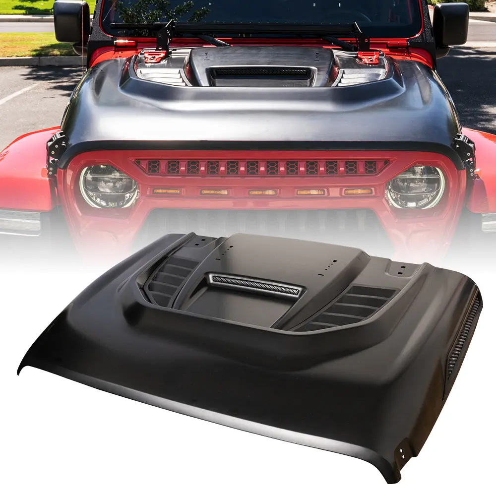 Jeep Hood With Functional Air Vents For Wrangler Jl & Gladiator Jt | Red Rock Series 1
