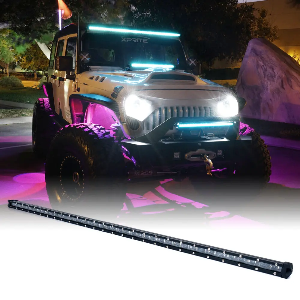 44" Single Row 210W Led Light Bar With Blue Backlight | Aquatic Series 1