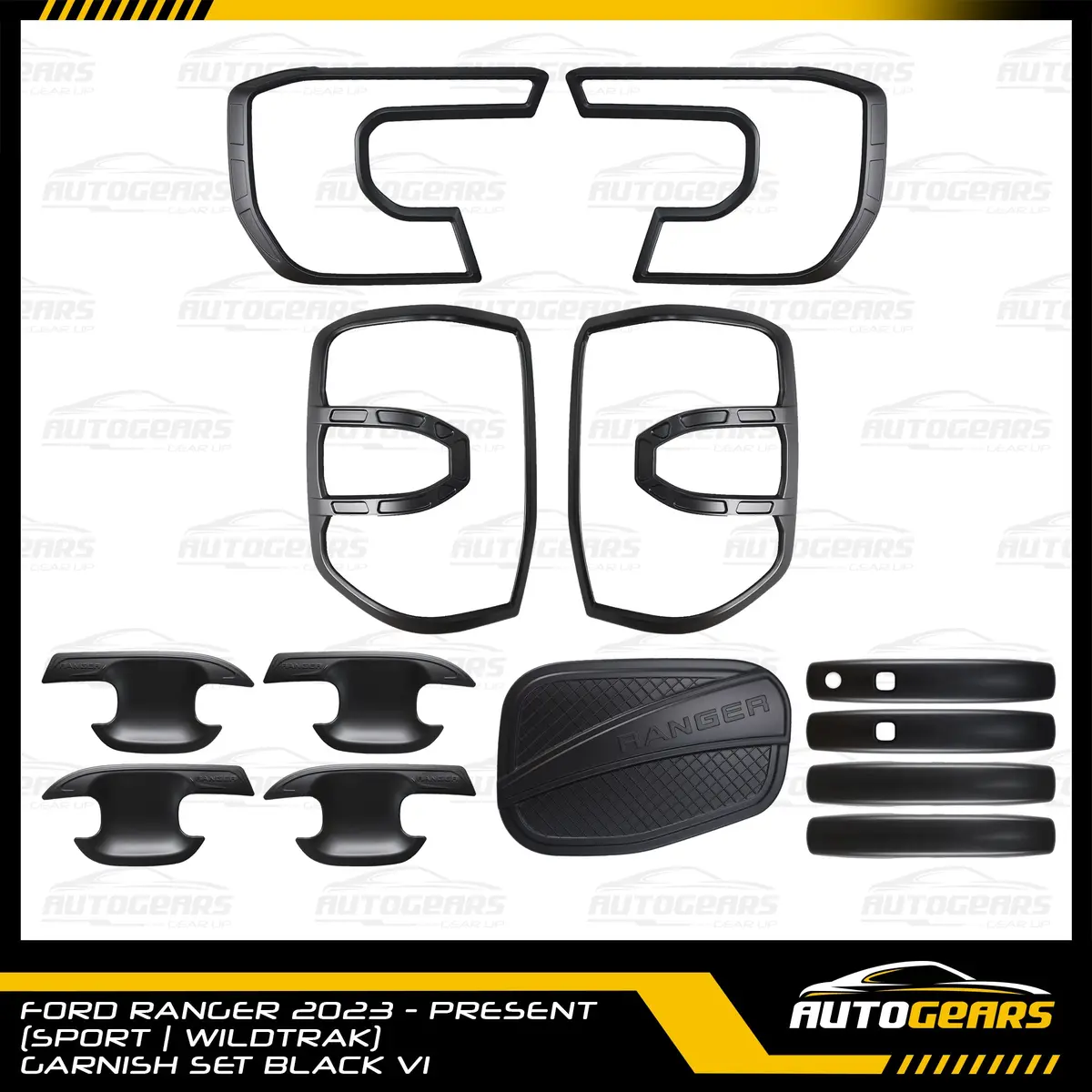 Ford Ranger Sport Wildtrak (2023 - 2026) Matte Black Garnish Set V1 1