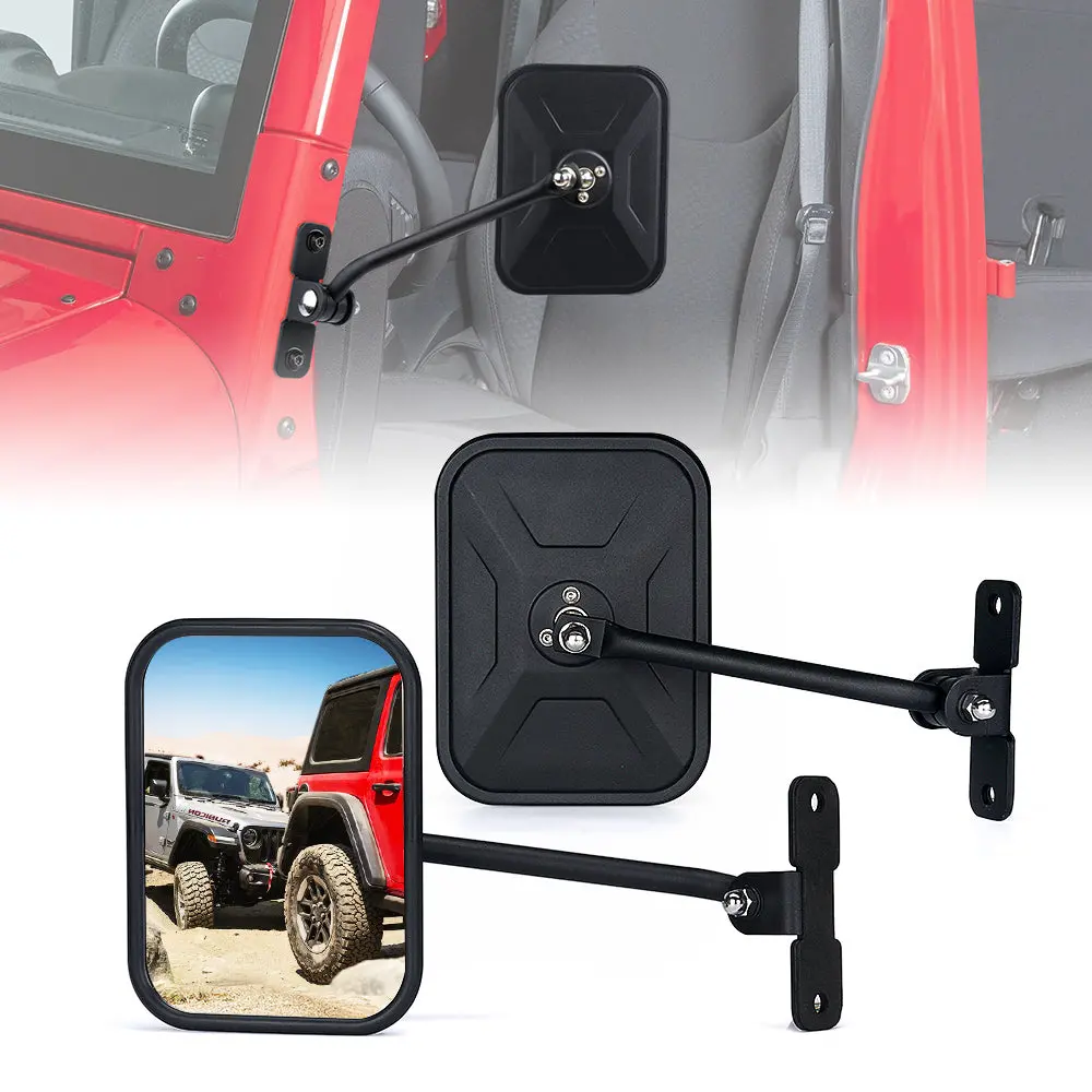 Xprite Black Aluminum Side Mirrors For Doorless 2007-2018 Jeep Wrangler Jk Jku 1