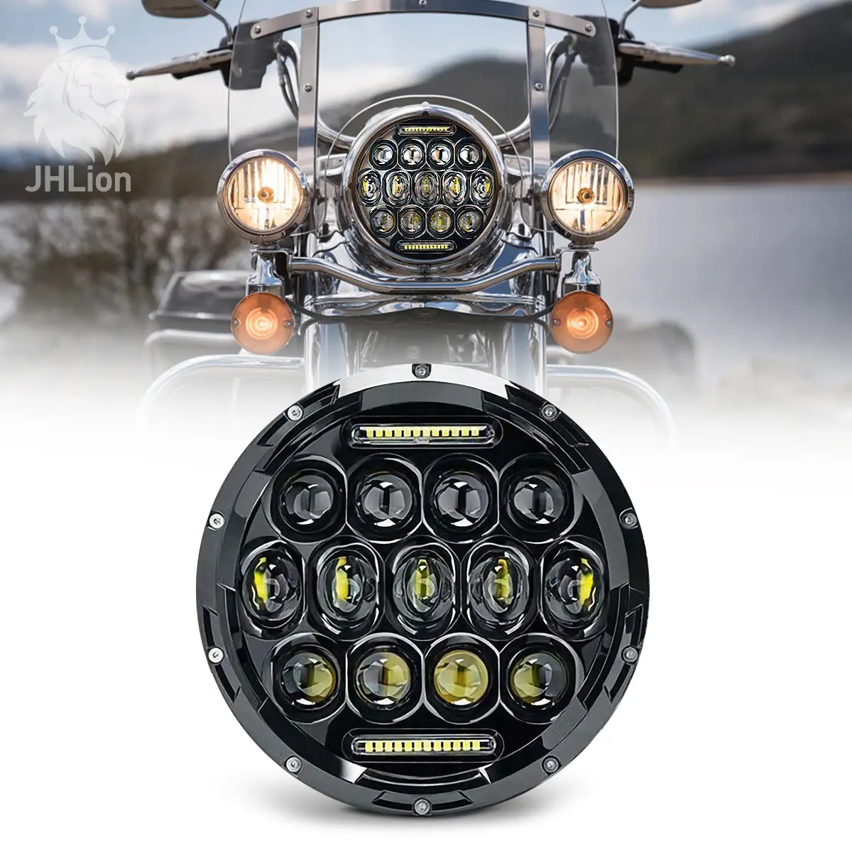 1X Newest 7" 130W Round Led Headlight For Hi-Lo Motorcycle Fit For Harley Davidson 1