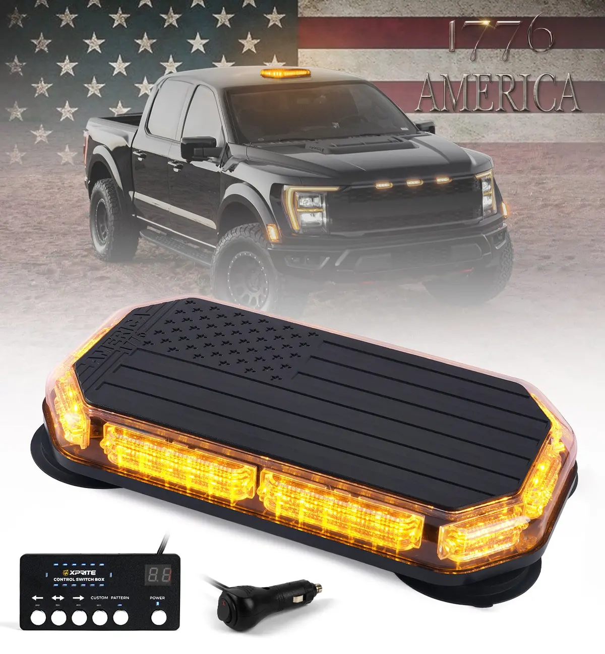 15-Inch Emergency Light Bar For Trucks With American Flag Design 1