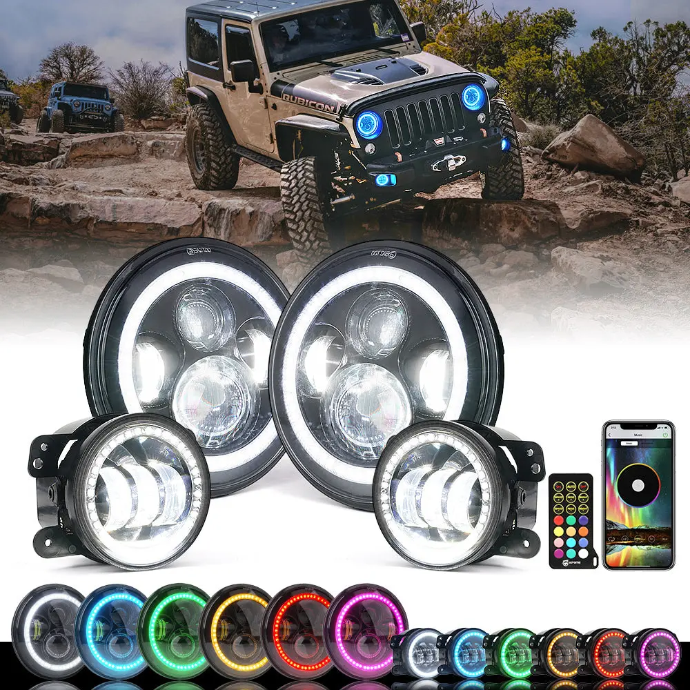 7"  Rgb Headlight & Fog Light With Halo Kit | Aura Series 1