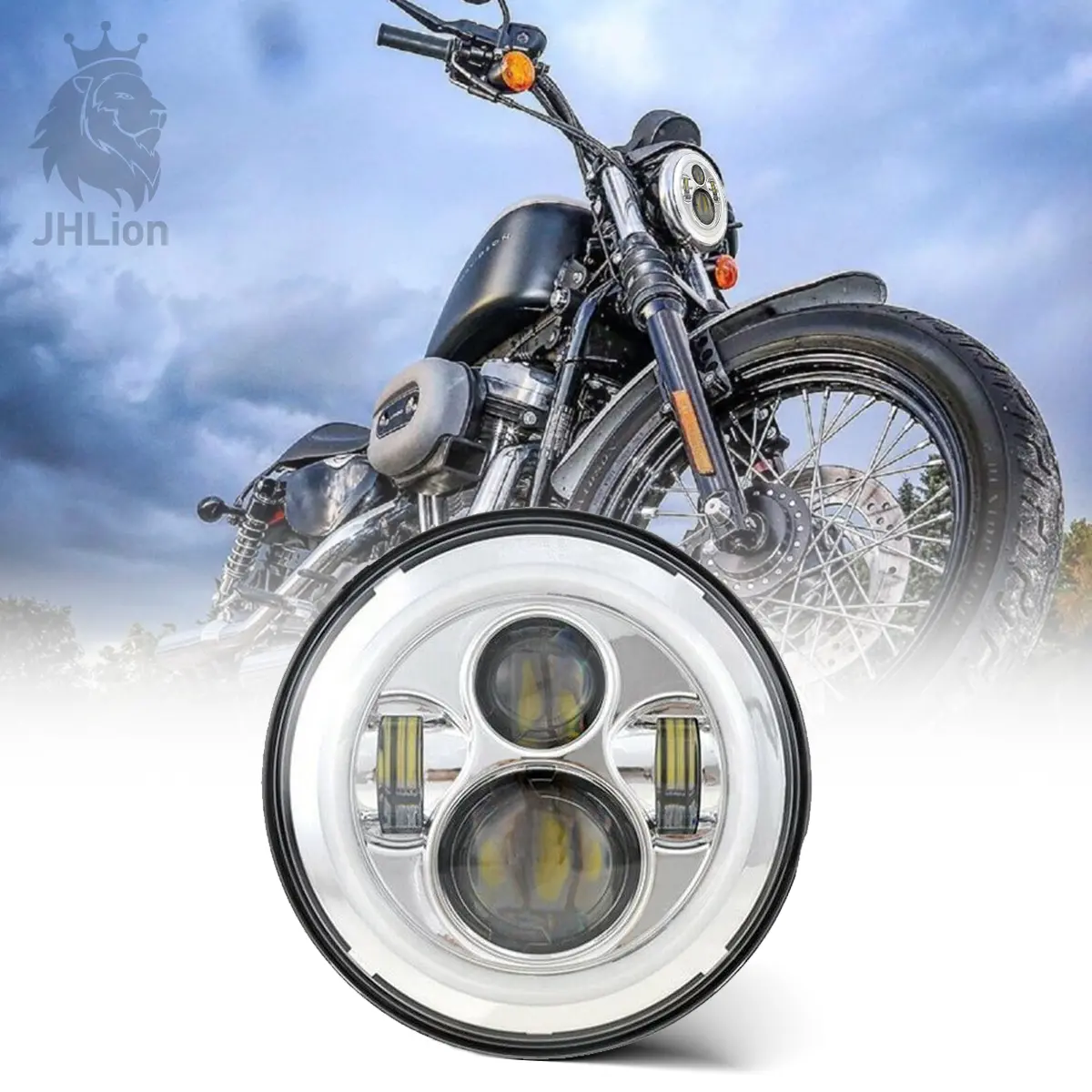 7" Led Headlight For Harley Davidson Motorcycle Chrome Projector Daymaker Hid Led Light Bulb For Jeep Wrangler Jk Lj Cj Led Headlamp 1