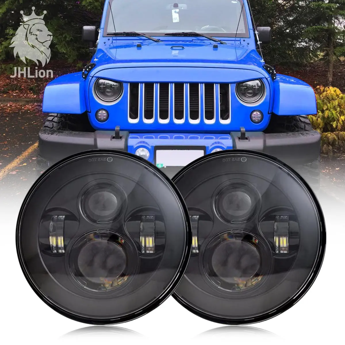 7'' Round Black Cree Led Headlight High Low Beam Compatible With Jeep Wrangler Jk Tj Lj Cj Hummber H1 H2 (Pair) 1