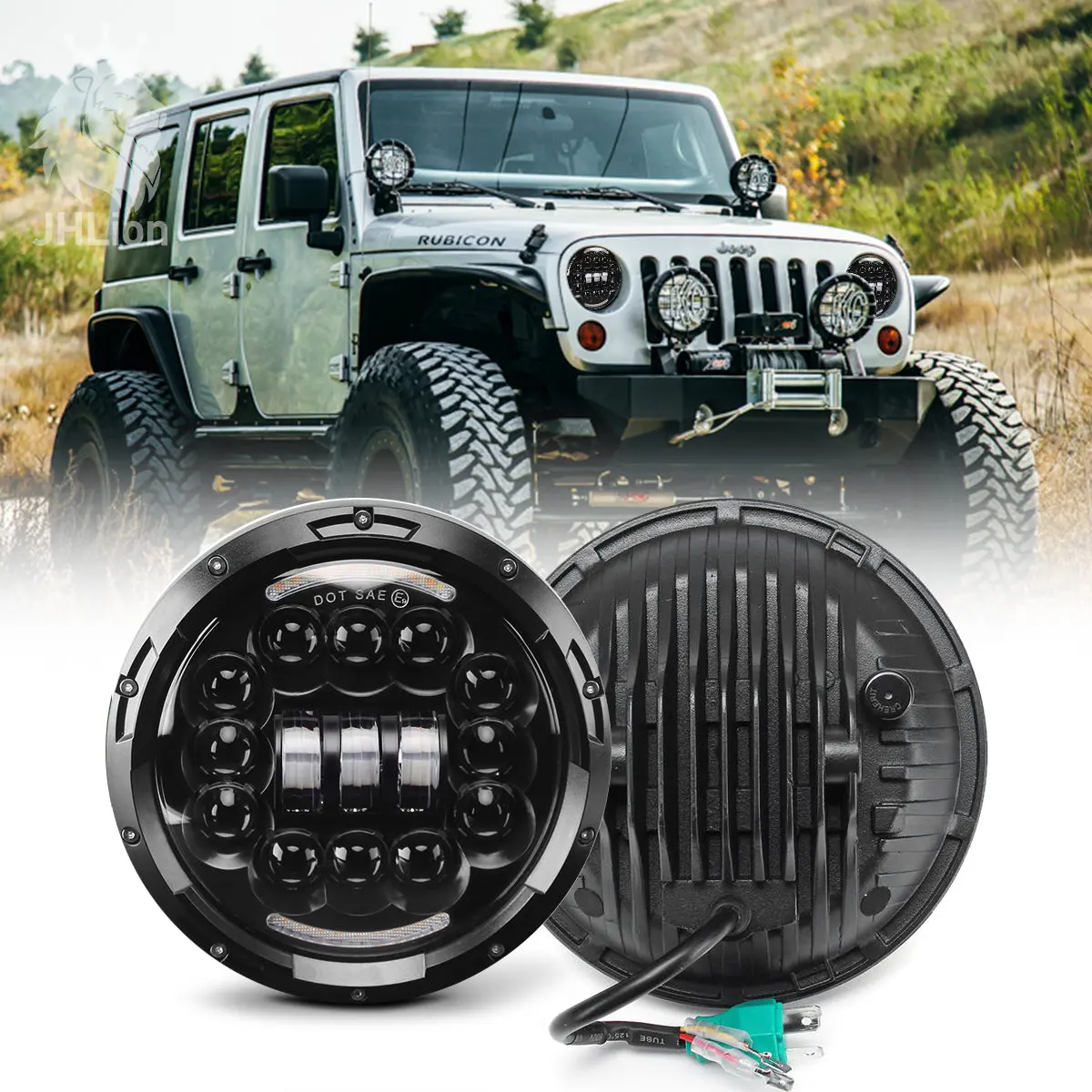 7 Inch Led Headlights Turn Signal Drl For Harley Lada Niva Jeep Wrangler 1