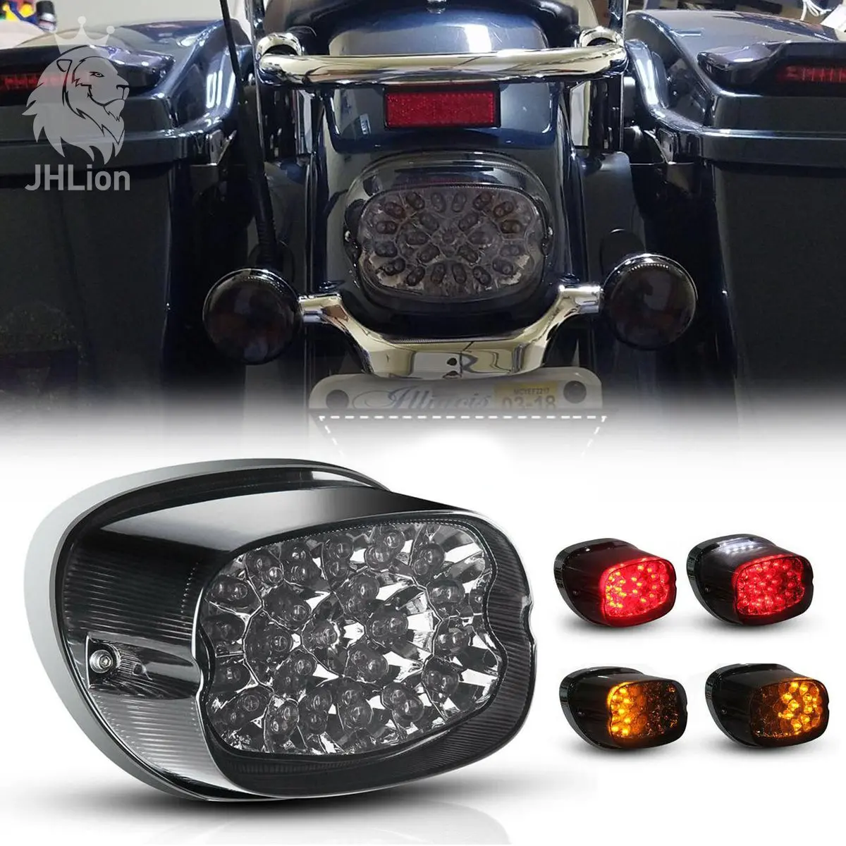 Led Tail Light For Dyna Motorcycle Softail Electra Smoke Lens Brake Turn Signal 1