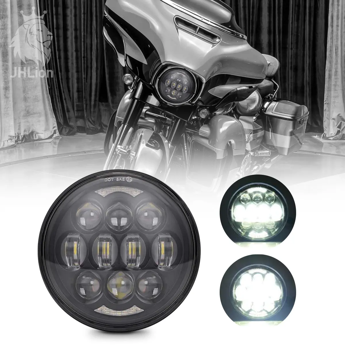New Brightest Dot Approved 80W Osram Chips 5-3/4" 5.75" Round Led Projection Headlight For Harley Motorcycles Black 1
