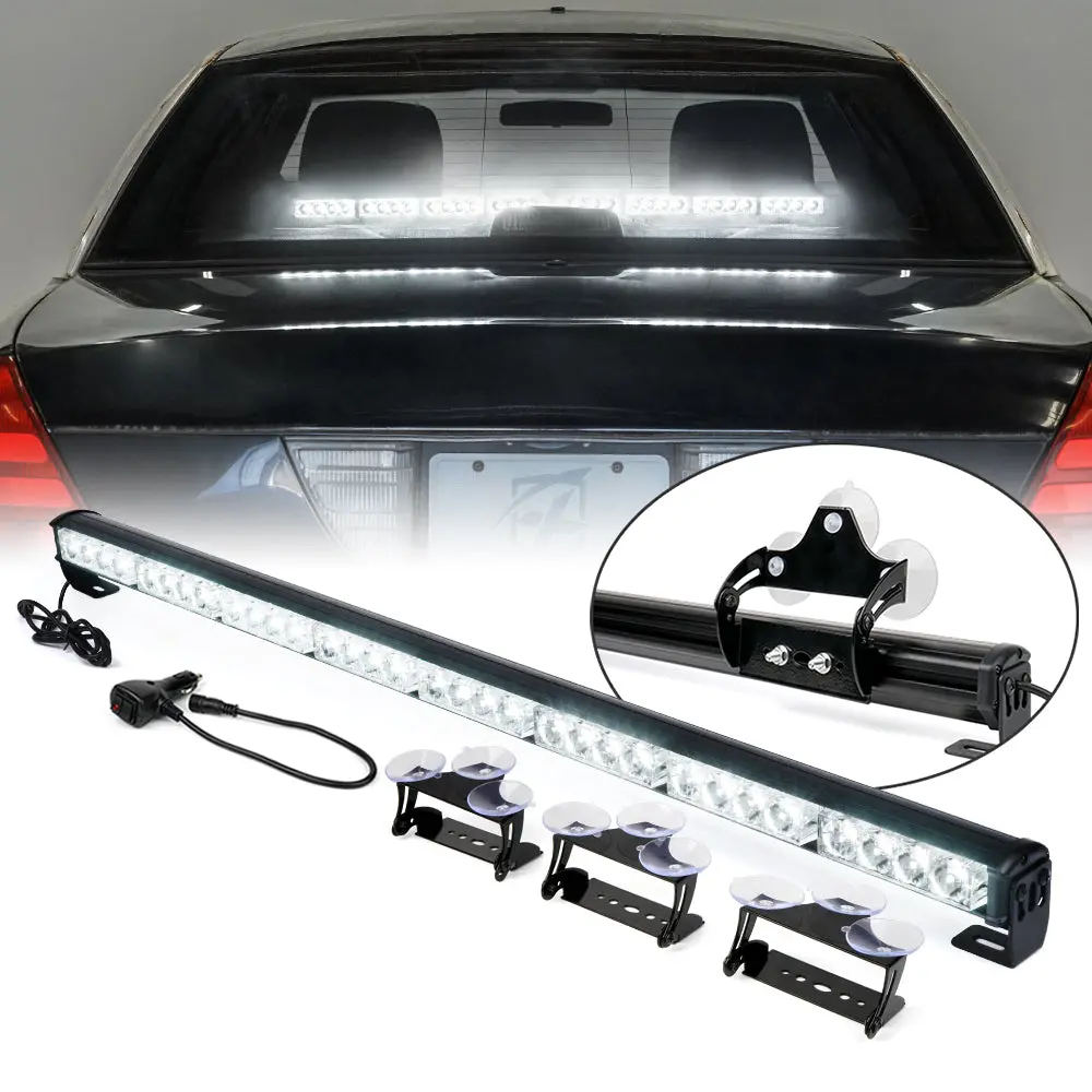 35.5" Led Traffic Advisor Strobe Light Bar With Suction Cup Brackets G2 3