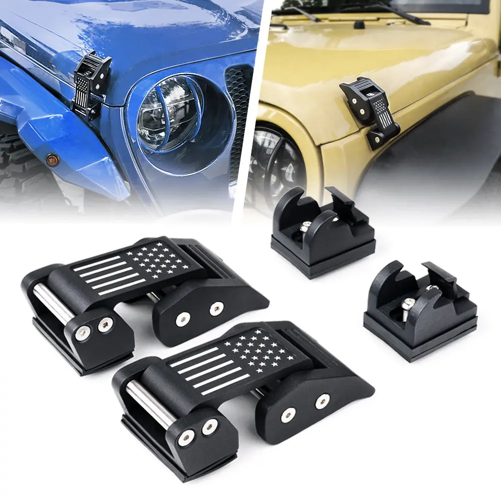 Jeep Wrangler Aluminum Hood Latch With U.S. Flag 1