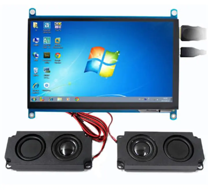 7" Hdmi Lcd (H) (1024X600), Ips, Capacitive Touch Screen With Speakers 1
