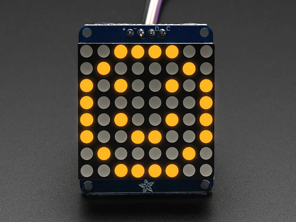 Adafruit Small 1.2" 8X8 Led Matrix With I2c Backpack - Yellow 1