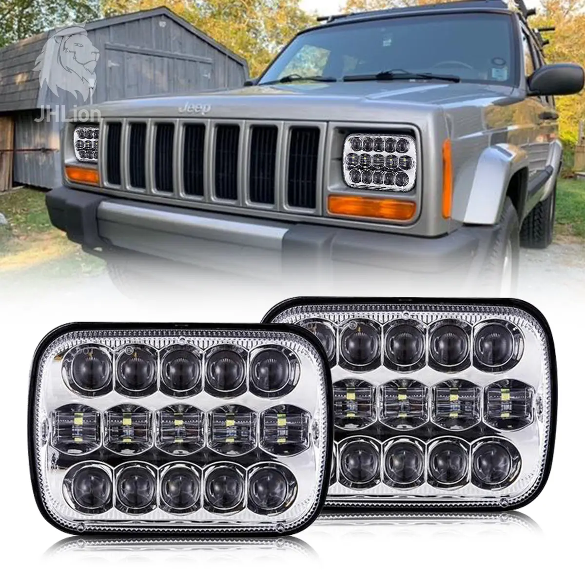 (Pair) 5''X7'' 6''X7'' High Low Beam Led Headlights Compatible With Jeep Wrangler Yj Cherokee Xj H6054 H5054 H6054ll 69822 6052 6053 With Angel Eyes Drl (Black 105W Osram Chips) 1
