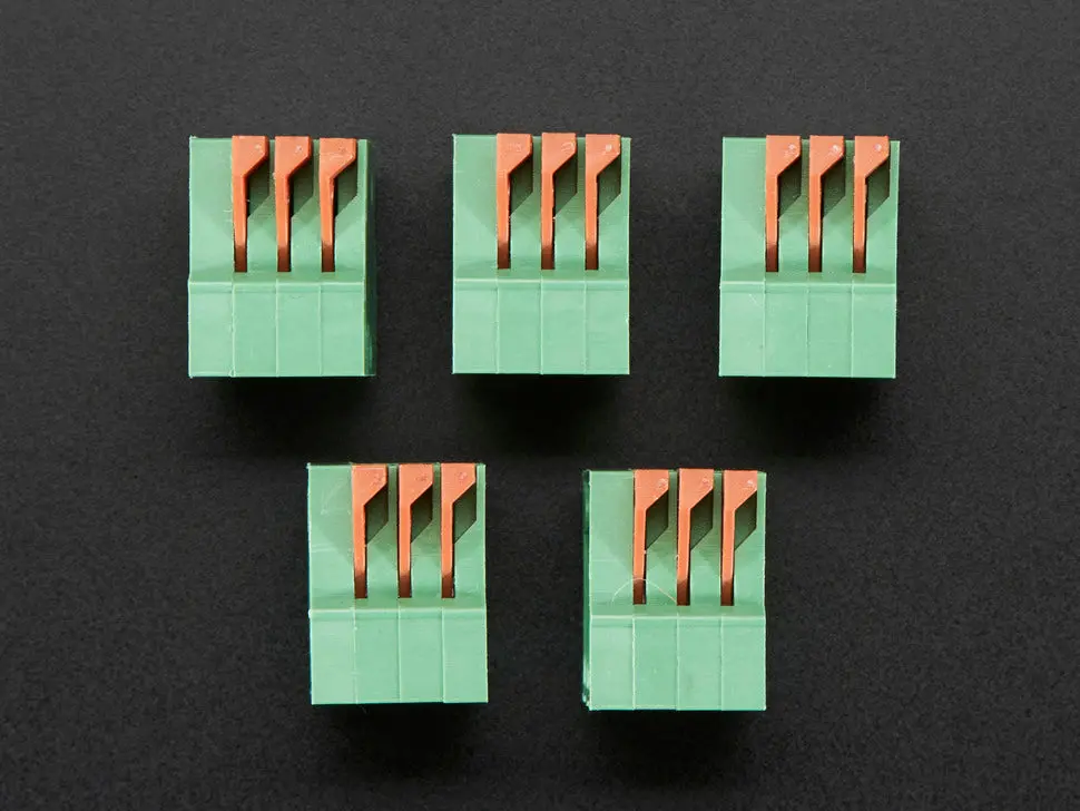 Configurable Spring Terminal Blocks - 3 Pin 0.1" Pitch Right Angle - Pack Of 5 1