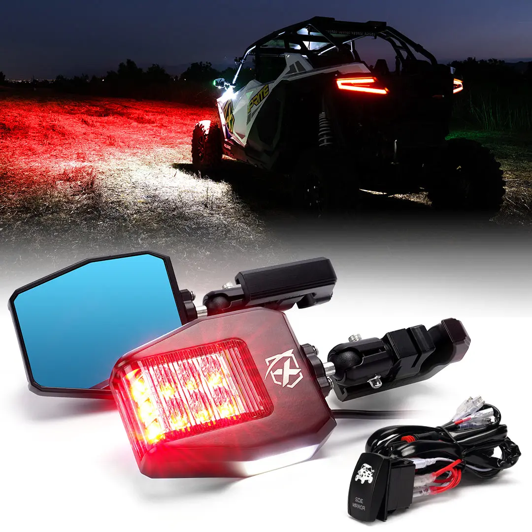 Red Hunting Side Mirror Lights For 1.75" - 2" Roll Cage Bar 1