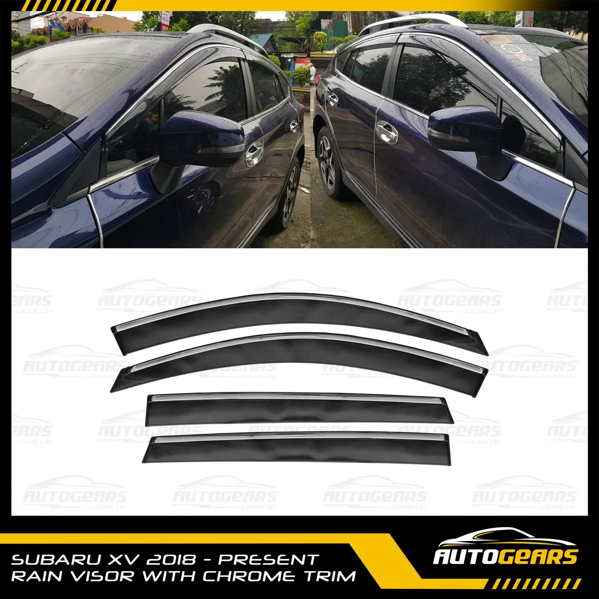 Subaru Xv (2018 - 2023) Rain Visor With Chrome Trim V1 1