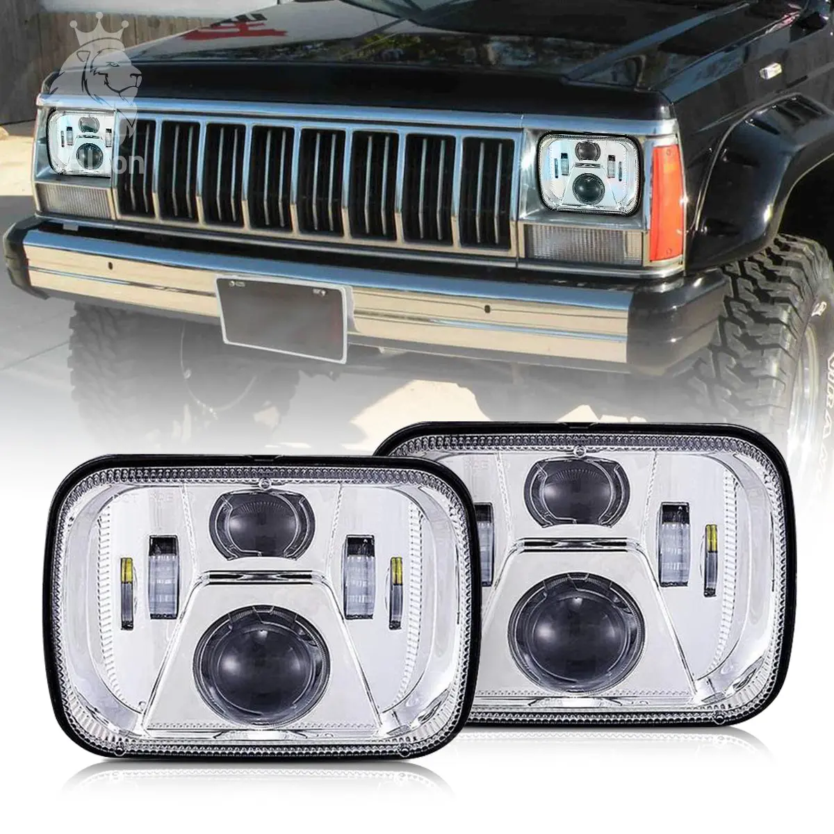110W Osram 5X7'' 7X6'' Led Headlight Hi-Lo Sealed Beam Or Jeep Cherokee Xj Yj 1