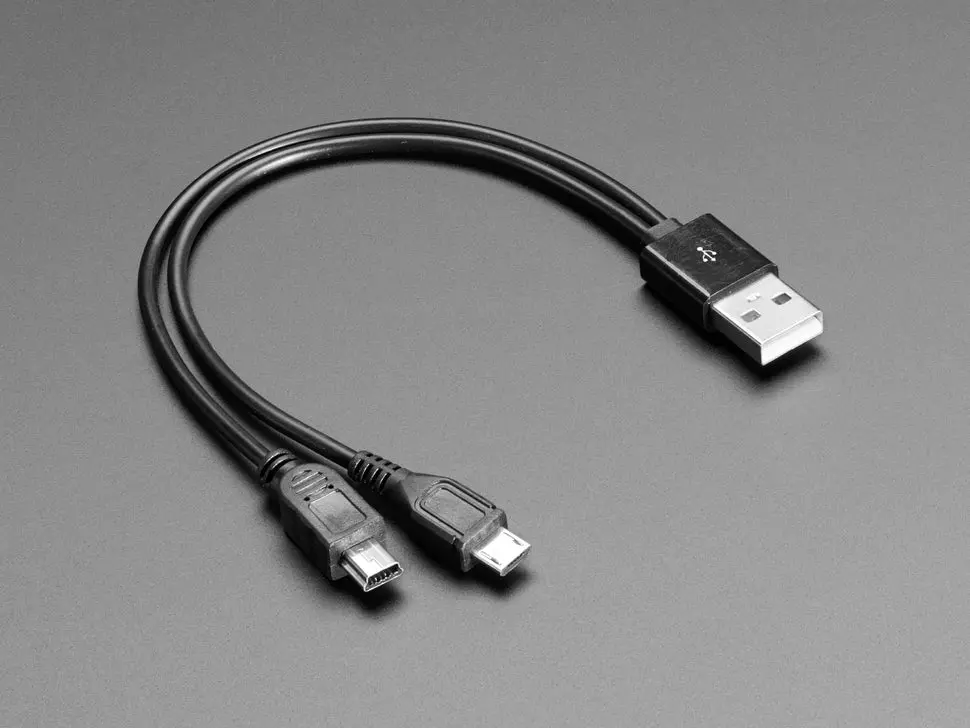 Usb Cable - 8" A To Mini B Charging And Micro B Data 1