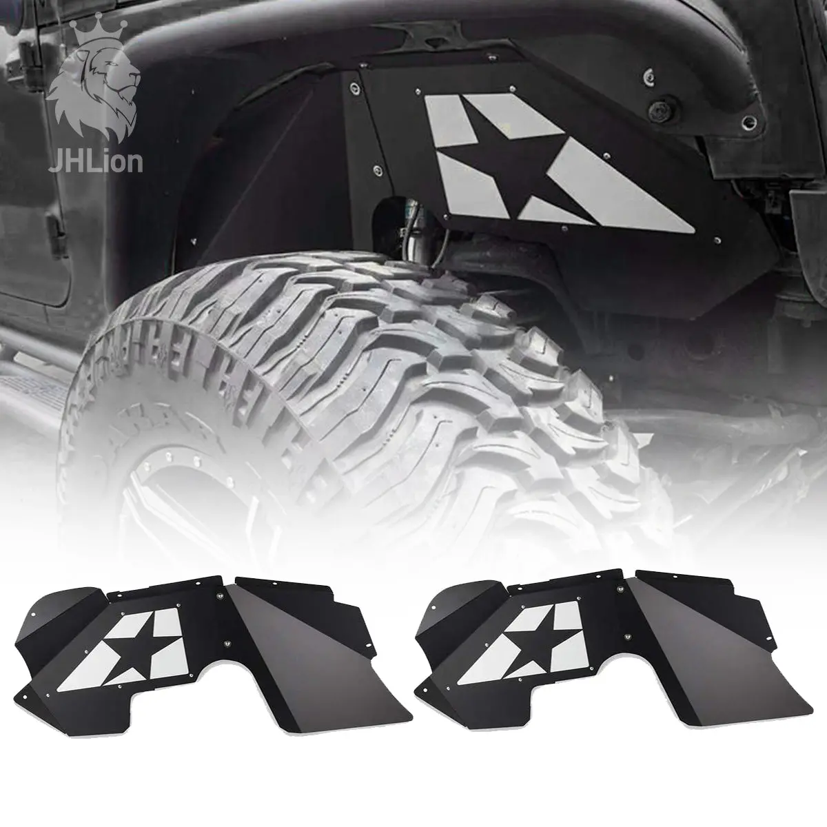 1 Pair Front Inner Fender Liner Kit For 2007-2017 Jeep Wrangler Jk Jku 4Wd 1