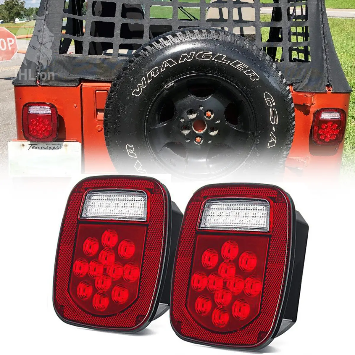 2Pcs Led Tail Lights Brake Reverse Turn Signal Lamp For Jeep Wrangler Tj Cj 76-06 1