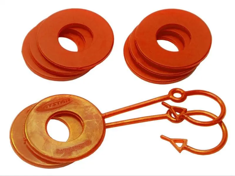 Daystar Fluorescent Orange Locking D Ring Isolator Pair W/Washer Kit 1