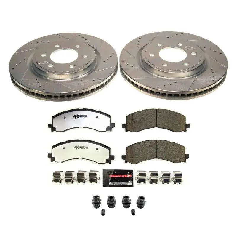 Powerstop Front Carbon-Fiber Ceramic Brake Pad With Drilled And Slotted Rotor Kit 22-24 Ford Bronco Raptor | K8744-36 1