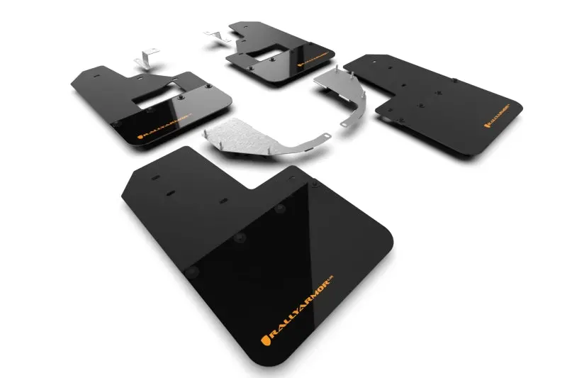 Rally Armor Mud Flaps For 2021+ Ford Bronco With Factory Running Boards And Steel Rear Bumper Black Flap Orange Logo | Mf85-Rb-St-Cor 1
