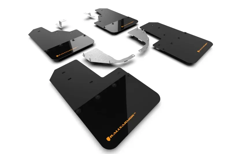 Rally Armor Mud Flaps For 2021+ Ford Bronco W Steel Rear Bumper, No Rock Rails & No Running Boards Black Flap Orange Logo | Mf85-No-St-Cor 1