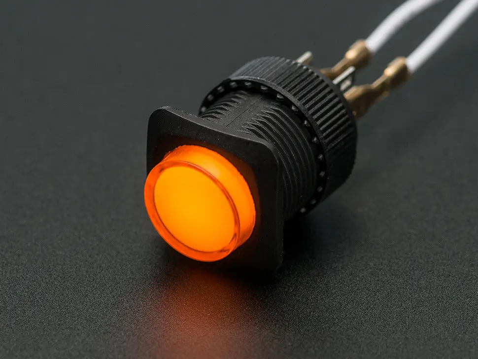 16Mm Illuminated Pushbutton - Yellow Latching On/Off Switch 1