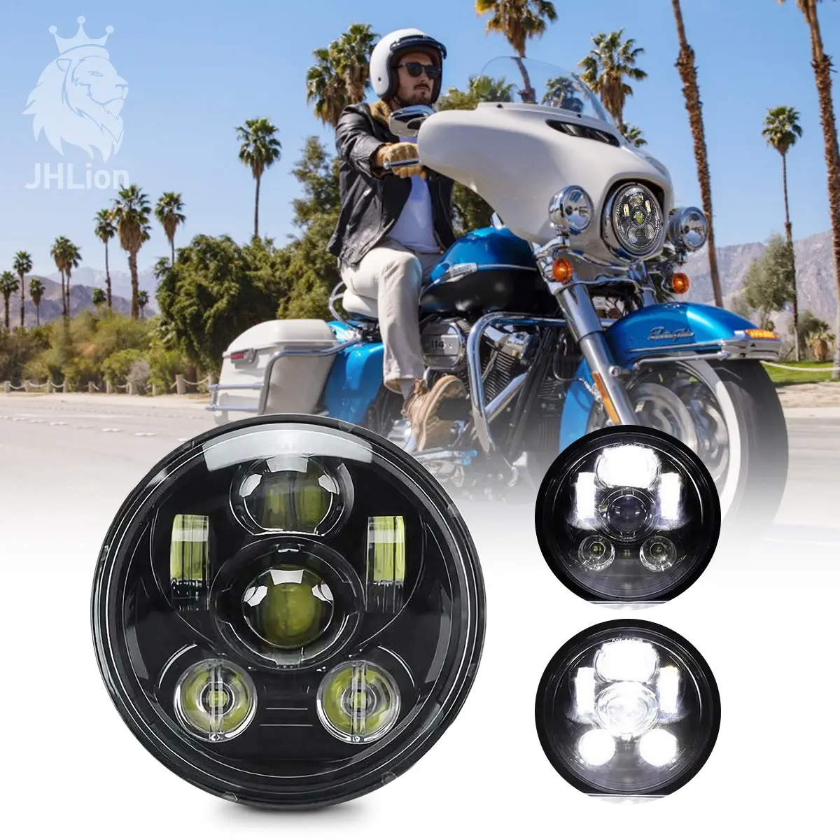 5-3/4 5.7 Inch Led Headlight Black For Harley Davidson 883 Sportster Triple Low Rider Wide Glide Headlamp Projector Driving Light 1Pcs 1
