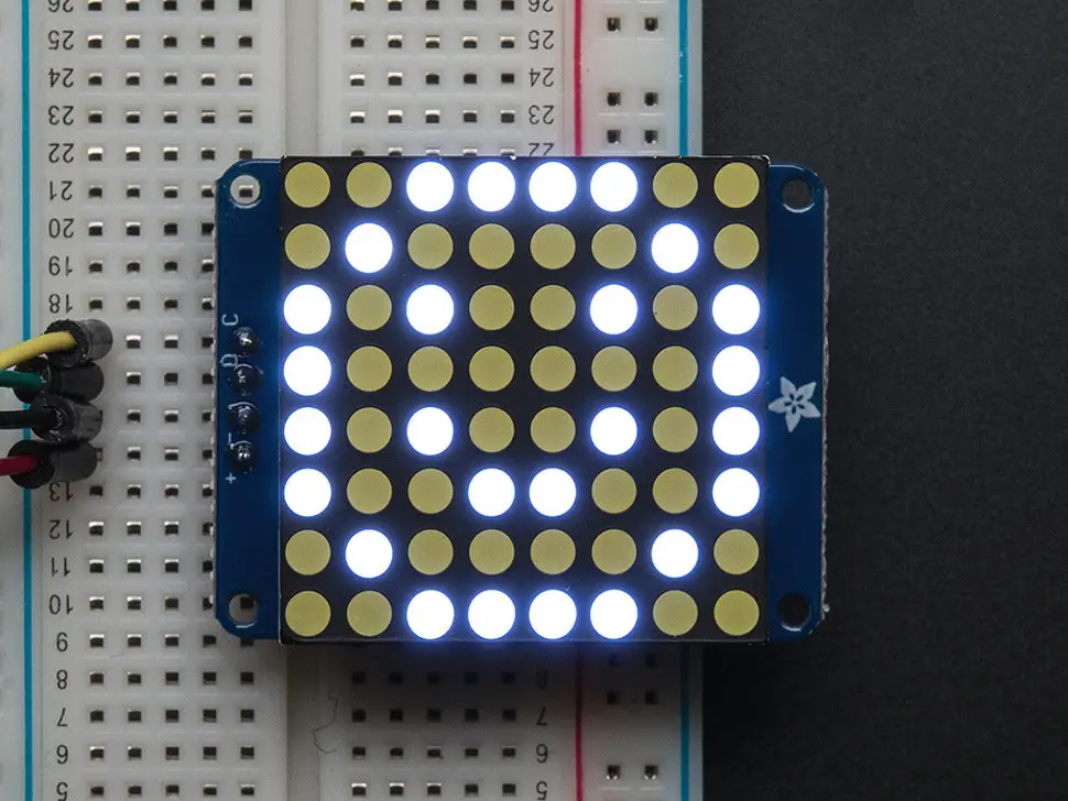 Small 1.2" 8X8 Ultra Bright White Led Matrix + Backpack - Stemma Qt / Qwiic 1