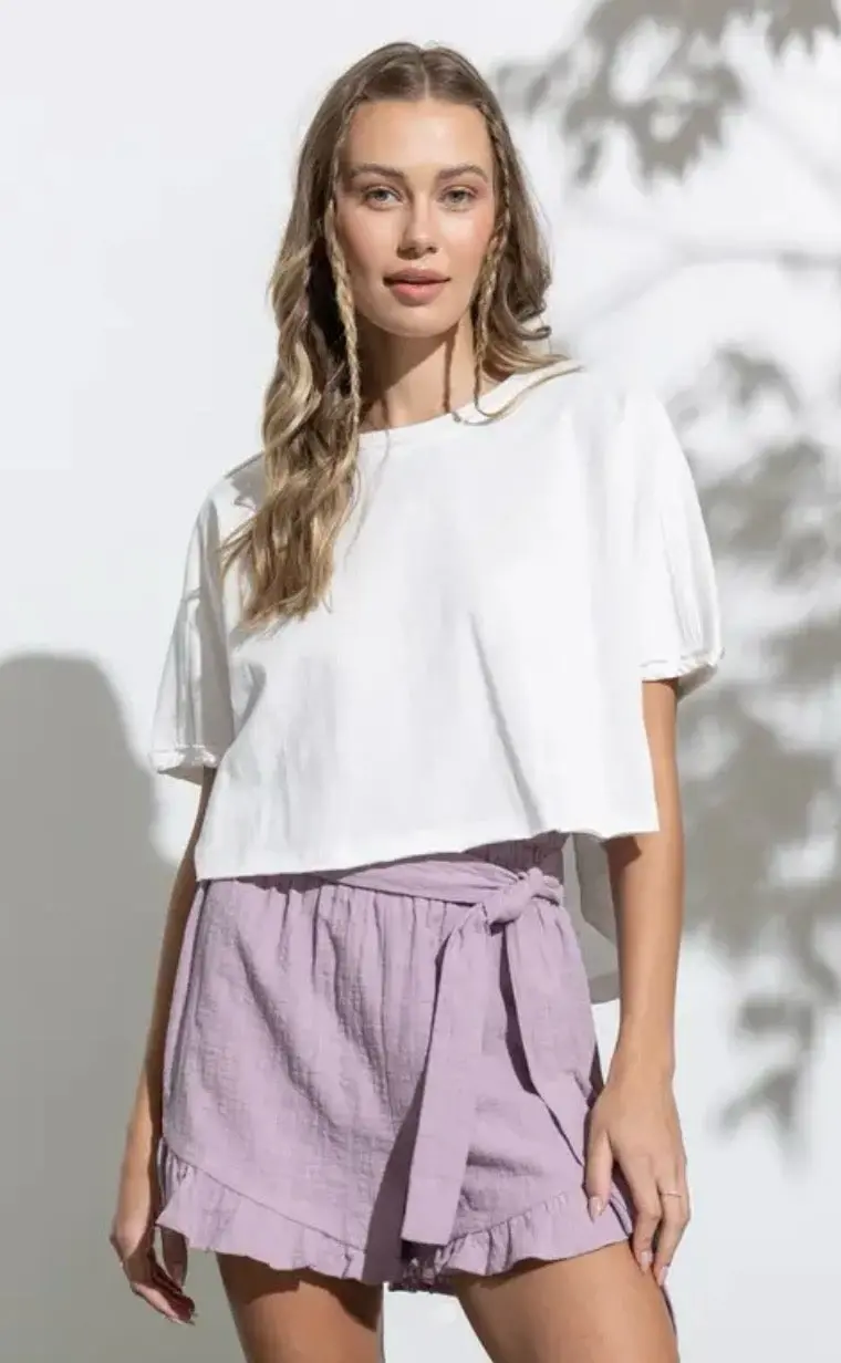 Lavender Ruffle Shorts 1