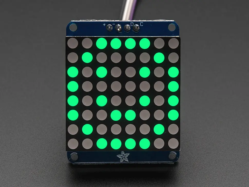 Adafruit Small 1.2" 8X8 Led Matrix With I2c Backpack - Pure Green 1