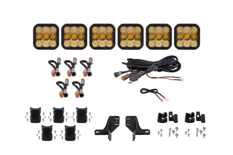 Diode Dynamics Ss5 6-Pod Crosslink Grille Lightbar Kit "Sport Yellow" 2021+ Ford Bronco | Dd7236 1