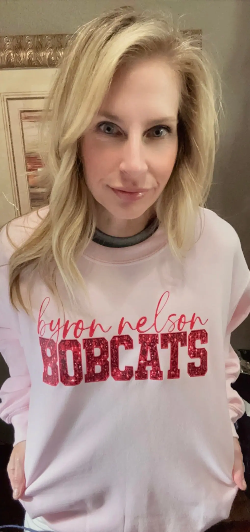 Pink Out Faux Glitter Bobcats Sweatshirt 1