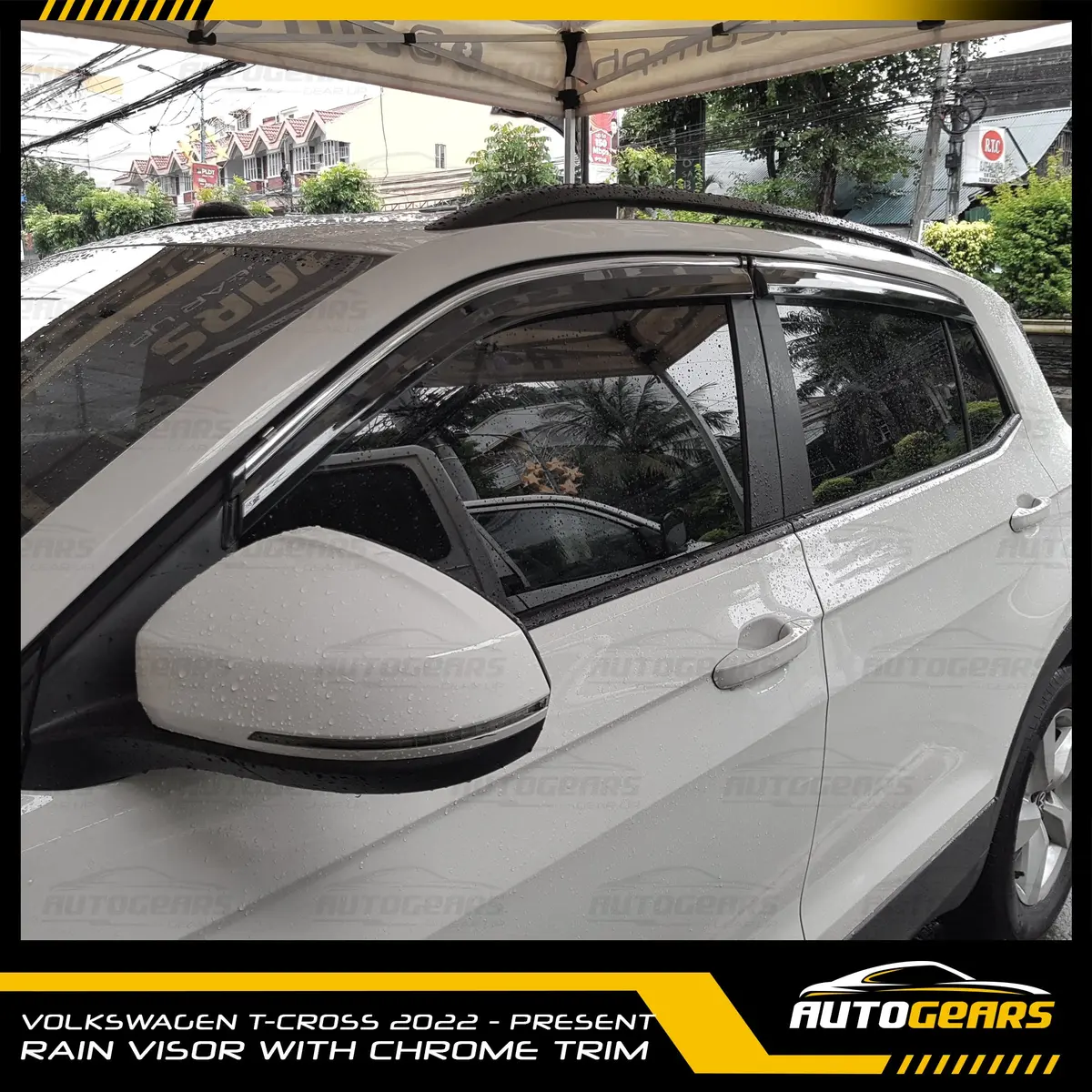 Volkswagen T-Cross (2021 - 2025) Rain Visor With Chrome Trim 1
