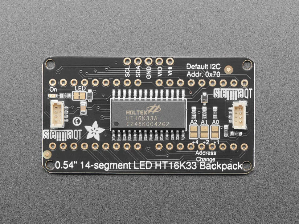 Quad Alphanumeric Display - Blue 0.54" Digits W/ I2c Backpack - Stemma Qt / Qwiic 1