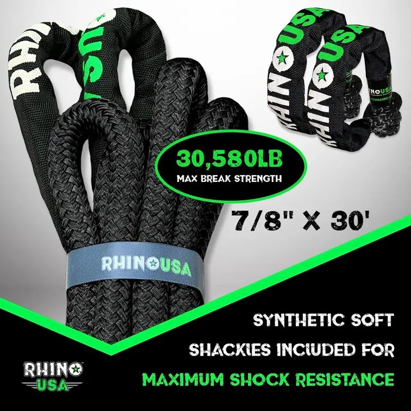 Rhino Usa 7/8" X 30' Kinetic Rope Recovery Kit (Black) | Rg-Krkit78x30-Blk 1