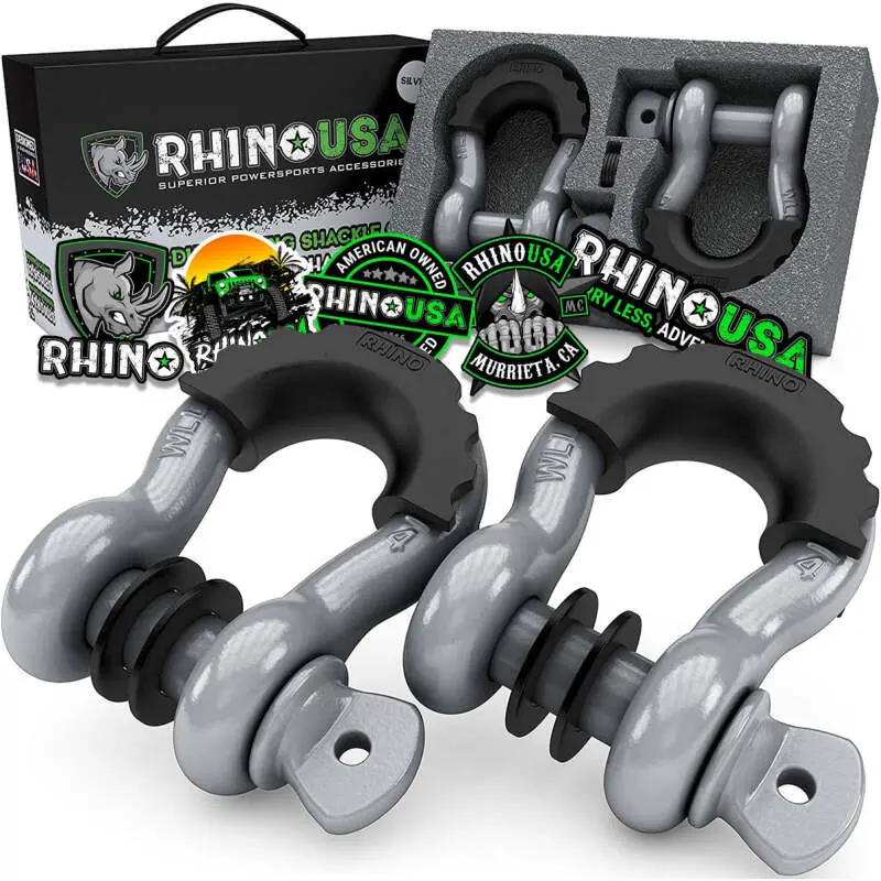 Rhino Usa 3/4In D-Ring Shackle Set (2-Pack)(Gray) | Rno-Gry-Shackles 1