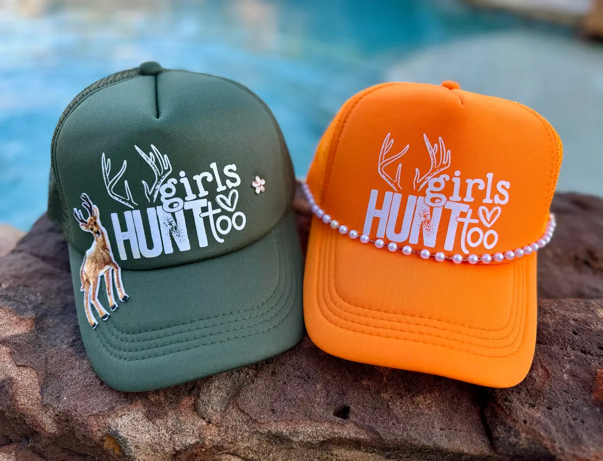 Girls Hunt Too Trucker Hats 1