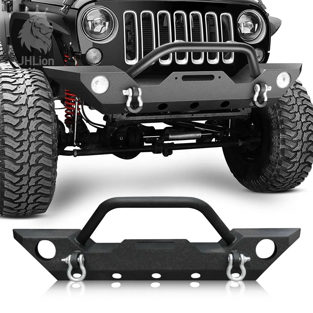 Front Bumper W/ D-Rings Winch Plate Fog Light Hole For Jeep Wrangler Jk 07-18 1