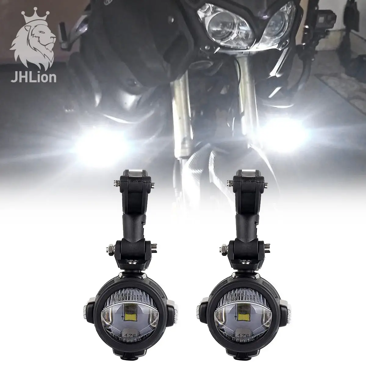 Motorcycle Led Auxiliary Lights 40W 3000Lm Spot Driving Fog Light With Drl Turn Signal 1