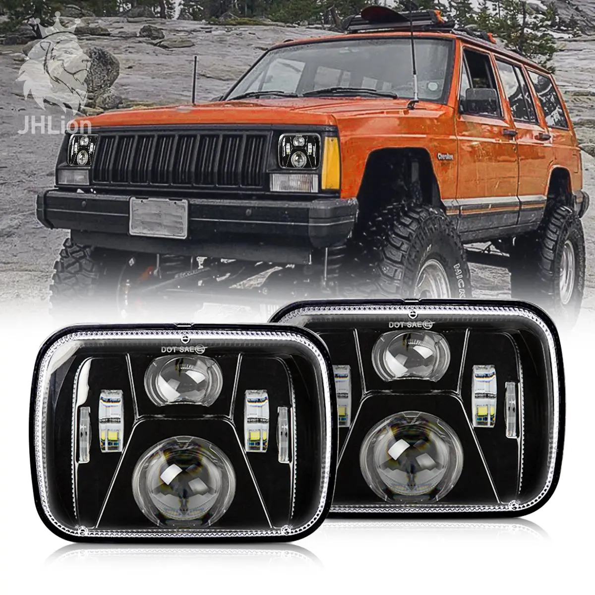 New Osram Chips 110W 5X7 Inch Led Headlights 7X6 Led Sealed Beam Headlamp With High Low Beam H6054 6054 Led Headlight Replacement For Jeep Yj Cherokee Xj H5054 H6054ll 6052 6053 2 Pcs 1