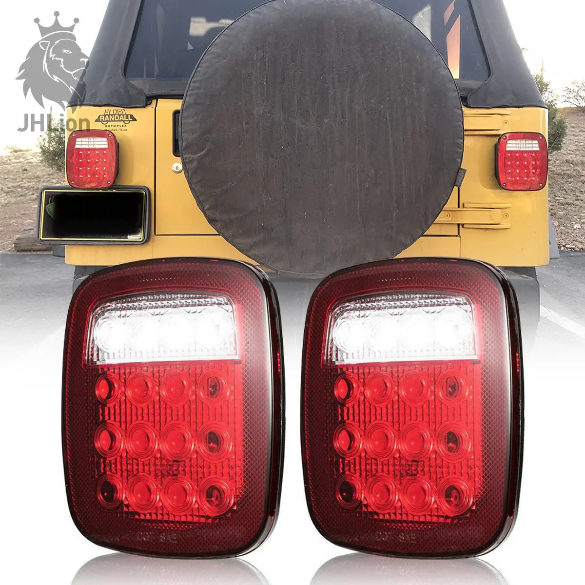 Pairs 38 Led Jeep Style Universal Tail Brake Turn Stop Licence Back Up Reverse Lights Replacement For Jeep Yj Tj Jk Cj Truck Trailer Boat Rv,12V Stud Mounted Lamps Waterproof,Pack Of 2 1