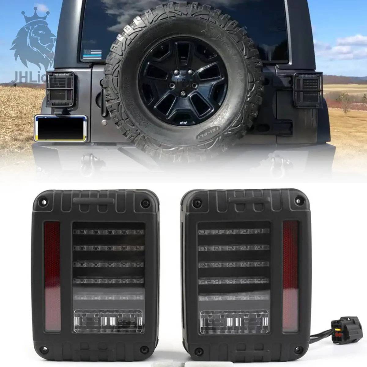 Smoke Lens Red Led Taillight Assembly W/Turn Signal & Back Up For 2007-2018 Jeep Wrangler Jk Jku 1