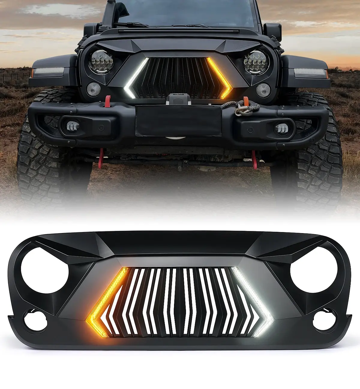 Jeep Grille With Turn Signal Lights For 2007-2018 Jeep Wrangler Jk Jku 3